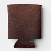 ダークブラウンレザー：本物のテクスチャ背景 缶クーラー (裏面)