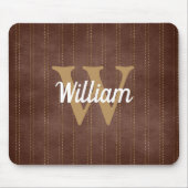 ダークブラウンヴィンテージピンストライプレトロタンモノグラム マウスパッド (正面)