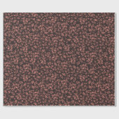 ダークブラウンヴィンテージレトロフローラルパターン ラッピングペーパー (フラット)