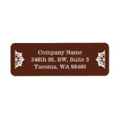 ダークブラウン会社の休日の郵送先住所 ラベル (正面)