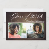 ダークブラウン卒業お祝い招待状 招待状 (正面)