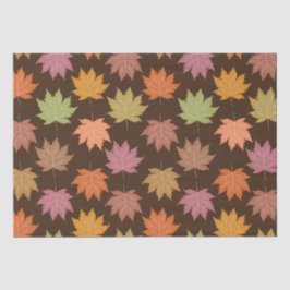 ダークブラウン地にカラフルな紅葉の葉 薄葉紙