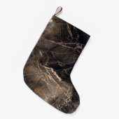 ダークブラウン大理石金ゴールド脈 スモールクリスマスストッキング (正面 (吊り時))