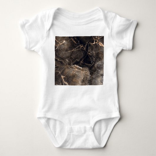 ダークブラウン大理石金ゴールド脈 ベビーボディスーツ (正面)