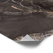 ダークブラウン大理石金ゴールド脈 ポスター (角)