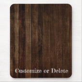 ダークブラウン木の板(文字付き) パーソナライズされた マウスパッド (正面)