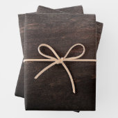 ダークブラウン木材ラッピング紙フラットシートセット3 ラッピングペーパーシート (インサイチュ)