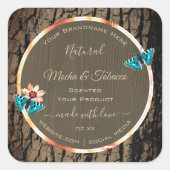 ダークブラウン木穀物製品ラベル蝶 スクエアシール (正面)