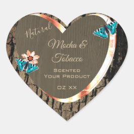 ダークブラウン木穀物製品ラベル蝶 ハートシール