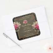 ダークブラウン木粒ピンクローズ製品ラベル スクエアシール (封筒)