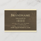 ダークブラウン木製ボード木目モノグラム 名刺 (裏面)