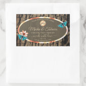 ダークブラウン木製品ラベル蝶とロゴ 長方形シール (バッグ)