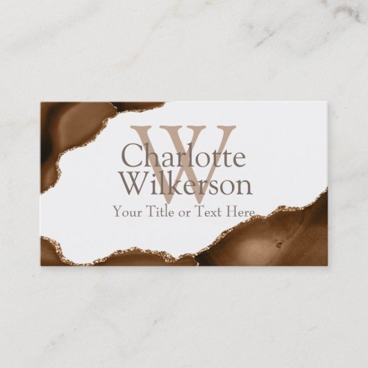 ダークブラウン瑪瑙と金ゴールドグリッター静脈事業C 名刺 (正面)