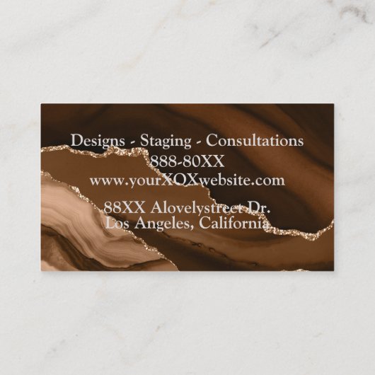ダークブラウン瑪瑙と金ゴールドグリッター静脈事業C 名刺 (裏面)