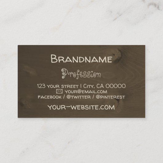 ダークブラウン素朴自然木板の樹皮 名刺 (裏面)