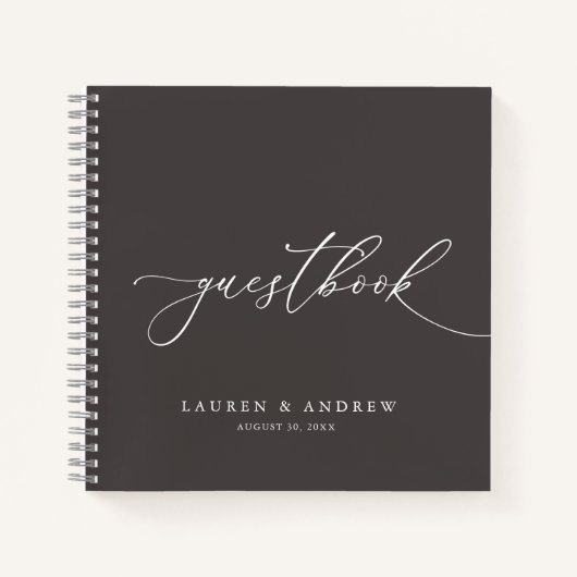 ダークブラウン結婚ミニマリストのゲストブック ノートブック (正面)