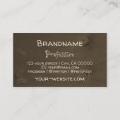 ダークブラウン自然木製ボードツリーバークモノグラム 名刺 (裏面)