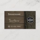 ダークブラウン自然木製ボード木の樹皮ロゴ 名刺 (正面)