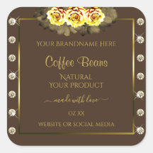 ダークブラウン金ゴールド製品ラベルイエローローズジュエリー