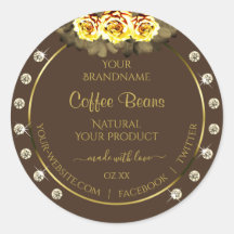 ダークブラウン金ゴールド製品ラベルイエローローズジュエリー