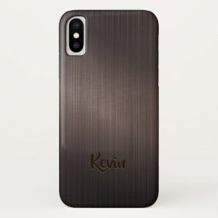 ダークブラウン金属背景 – モノグラム iPhone X ケース