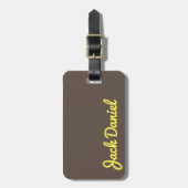 ダークブラウン黄スタイリッシュモノグはっきりしたラム男らし ラゲッジタグ (正面縦)