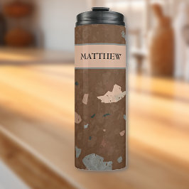 ダークブラウン&アーストーンテラゾパターン12oz タンブラー