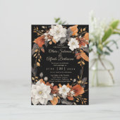 ダークブラウン、コーヒーキャラメルとベージュ秋のフローラ 招待状 (スタンド正面)