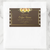 ダークブラウン ゴールド プロダクトラベル イエローローズ ジュエリー 長方形シール (バッグ)