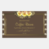 ダークブラウン ゴールド プロダクトラベル イエローローズ ジュエリー 長方形シール (正面)
