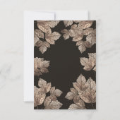ダークブラウン & ブロンズの葉のラスティックテーブルナンバー 招待状 (裏面)