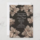 ダークブラウン & ブロンズの葉の落ち葉風秋の招待状 招待状 (正面)