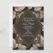 ダークブラウン & ブロンズの葉 秋のクラシックな招待状 招待状 (正面)