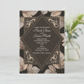 ダークブラウン & ブロンズの葉 秋のクラシックな招待状 招待状 (スタンド正面)