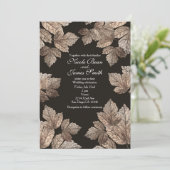 ダークブラウン & ブロンズの葉 秋のクラシックな招待状 招待状 (スタンド正面)