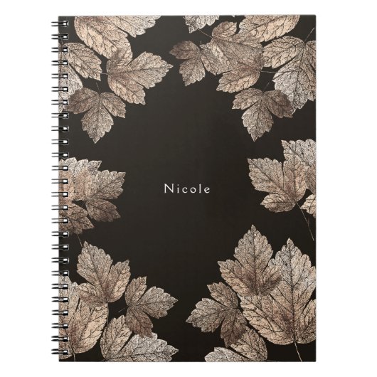 ダークブラウン&ブロンズ葉ズグ素朴ラムカスタム ノートブック (正面)