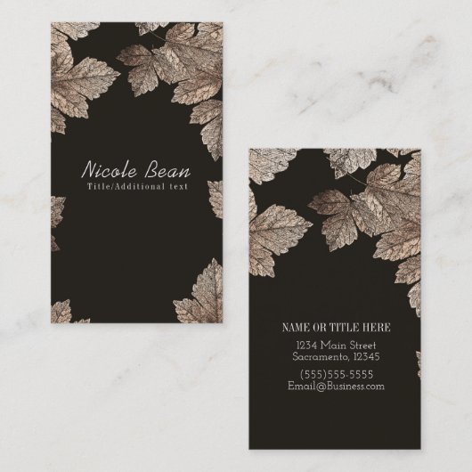 ダークブラウン&ブロンズ葉ズグ素朴ラムカスタム 名刺 (正面/裏面)