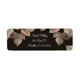 ダークブラウン&ブロンズ葉製素朴招待状 ラベル