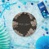 ダークブラウン&ブロンズ離れズ素朴カスタム秋 ペーパープレート (パーティー)