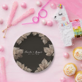 ダークブラウン&ブロンズ離れズ素朴カスタム秋 ペーパープレート (パーティー)