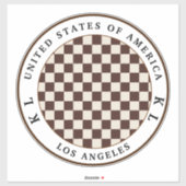 ダークブラウン,ベージュチェッカーボード休暇ステッカー シール (シート)