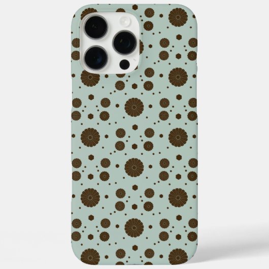 ダークブラウン マイクロ フローラル セージグリーン Case-Mate iPhoneケース (裏面)