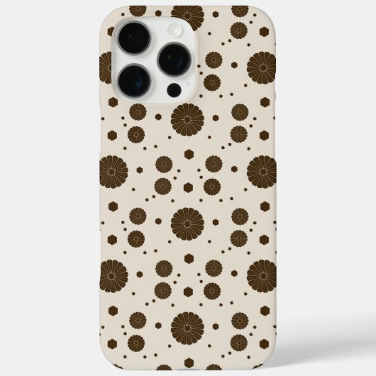 ダークブラウン マイクロ フローラル ベージュ Case-Mate iPhoneケース (裏面)