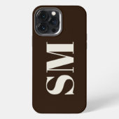 ダークブラウン モノグラムイニシャル iPhoneケース (裏面)