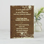 ダークブラウン レザー ライスト 結婚式招待状 招待状 (スタンド正面)