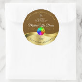 ダークブラウン 波型 ゴールドロゴ モノグラム プロダクトラベル ラウンドシール (バッグ)