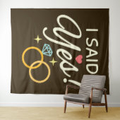 ダークブラウン 私の返事はイエス 婚約パーティー タペストリー (インサイチュ(横))