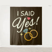 ダークブラウン 私の返事はイエス 婚約パーティー タペストリー (正面)