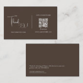 ダークブラウンQRコードサンキューカード割引コード 名刺 (正面/裏面)