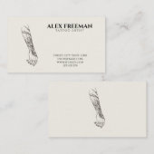 ダークブラックとカーキのタトゥー入れ腕タトゥーアーティスト 名刺 (正面/裏面)